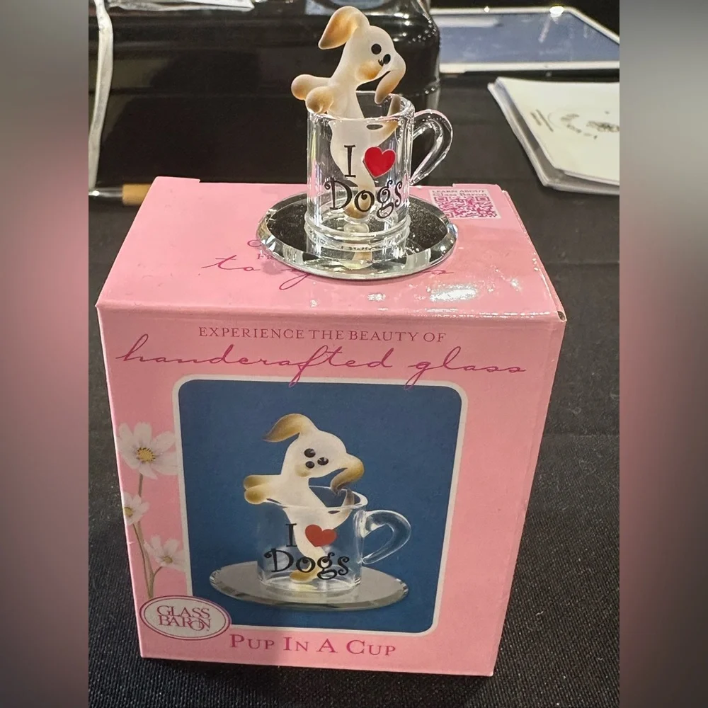 Glass Baron: Glass Pup in a Cup Figurine